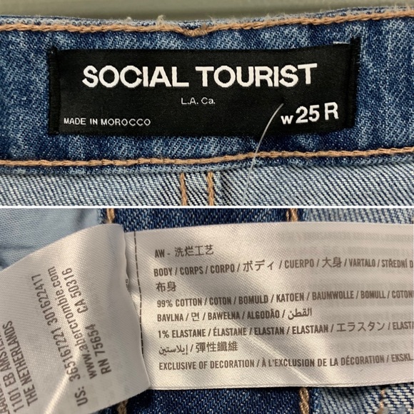 NWT Social Tourist Highest Rise Side Snap Extreme Baggy Jeans Medium Wash Denim - Picture 12 of 16